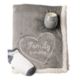 Family is Everything Giftset, Sherpa Blanket, Candle Socks