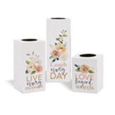 Laugh Every Moment. Live Every Day. Love Beyond Words 3-Piece Candle Holder Set