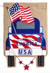 Patriotic Pick-Up Truck Garden Flag