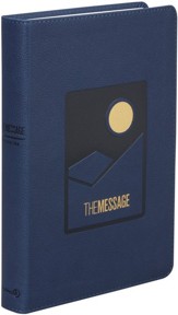 The Message Large-Print Deluxe Gift  Bible--soft leather-look, navy