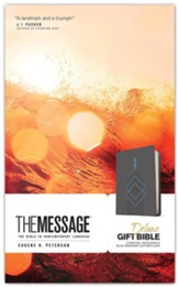 The Message Deluxe Gift Bible, LeatherLike, Charcoal Ascension and Blue Diamonds