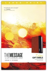 The Message Deluxe Gift Bible, Large  Print, LeatherLike, Saddle Tan/Black - Slightly Imperfect