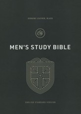 ESV Men's Study Bible, Black Genuine Leather - Imperfectly Imprinted Bibles