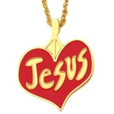 Jesus Heart, Gold Plated Pendant