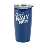 Proud Navy Mom Stainless Steel Tumbler, Navy