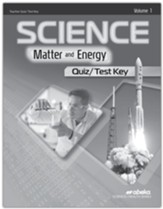 Science: Matter and Energy Quiz &  Test Key Volume 1 (Revised)
