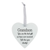 Grandson You Are The Best Gift Heart Ornament, Frosted Glass