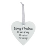 Merry Christmas To One Of My Greatest Blessings Heart Ornament, Frosted Glass