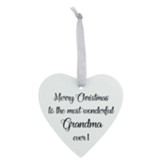 Merry Christmas To The Most Wonderful Grandma Heart Ornament, Frosted Glass