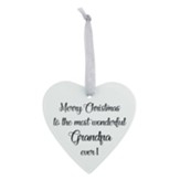 Merry Christmas To the Most Wonderful Grandpa Heart Ornament, Frosted Glass