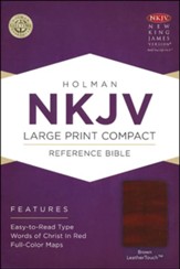 NKJV Large Print Compact Reference  Bible, Brown LeatherTouch