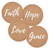 Faith Hope Love Grace, Cork Coaster Set of 4