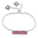 Live with Grace, Words of Wisdom, Nameplate Bracelet, Pink