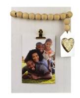 Heart Photo Clip Tag, Wooden With Blessing Bead