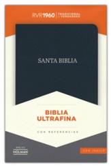 Biblia Ultrafina RVR 1960, Piel Fab. Negra, Ind.  (RVR 1960 Ultrathin Bible, Black Bon. Leather, Ind.)