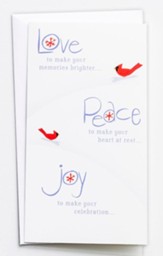 Love, Peace, Joy, Cardinals, Christmas Cards, Box of 16