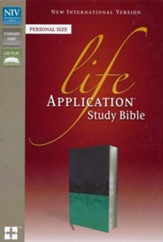 NIV, Life Application Study Bible,  Personal Size, Imitation Leather, Gray/Teal, Red Letter Edition