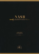 NASB Large-Print Wide Margin Bible--genuine leather, black