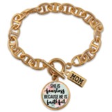 Fearless and Faithful, Mom, Anchor Chain Bracelet, Gold