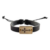 Leather Cross Bracelet, Black
