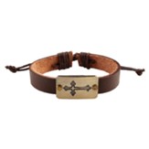 Leather Cross Bracelet, Brown