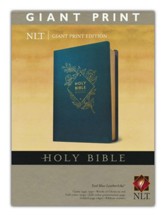 NLT Giant-Print Holy Bible--soft leather-look, teal blue - Imperfectly Imprinted Bibles
