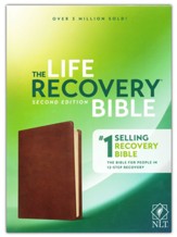 NLT Life Recovery Bible, Second Edition--soft leather-look, rustic brown - Imperfectly Imprinted Bibles