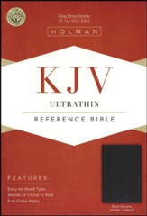 KJV UltraThin Reference Bible, Black Genuine Leather, Thumb-Indexed - Slightly Imperfect