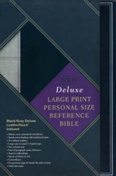 NKJV Large Print Personal Size Reference Bible, Black & Gray Deluxe LeatherTouch, Thumb-Indexed - Slightly Imperfect
