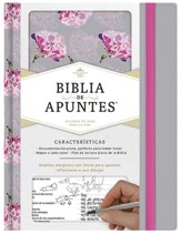 RVR 1960 Biblia de Apuntes, Tela Impresa Gris y Floreada (Notetaking Bible, Gray & Floral Cloth Over Board)