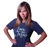 Love Like Jesus V-Neck Shirt, Heather Blue, Medium