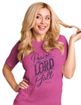Praise the Lord Y'all Shirt, Heather Raspberry, Large