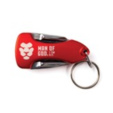 Man Of God, 1 Timothy 6:11, 5-in-1 Multi-Tool with LED Light & Keychain, Red