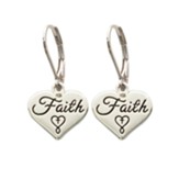 Faith Heart Earrings, Silver