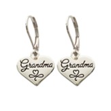 Grandma Heart Earrings, Silver