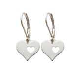 Heart with Small Heart Earrings, Silver