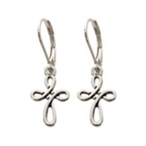 Loop Cross Earrings, Silver