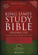 KJV Personal-Size Study Bible--soft leather-look, ruby - Slightly Imperfect