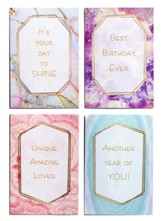Marble & Geodes Birthday Cards with Scripture, Box of 12