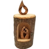Olive Wood Candle Nativity Log