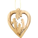 Bethlehem Heart Nativity Olive Wood Ornament, Large