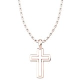 Solid Inset Cross Pendant, Rose Gold Plated, Sterling Silver, with 18 inch Sterling Silver Chain