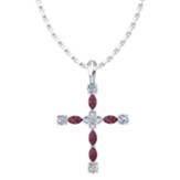 Cross Birthstone Pendant on Sterling Silver Chain, January