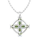 Cross Birthstone Pendant on Sterling Silver Chain, August