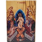 Olive Wood Color Stand- Jesus Resurrection Tabletop Plaque