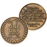 One Day At A Time, Gold Plated Challenge Coin, Serenity Prayer Coin