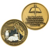 Token Of Strength And Appreciation, Gold Plated Challenge Coin, Hebrews 4:12