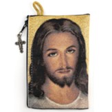 Virgin Mary And Baby Jesus And Face Of Christ Rosary Pouch