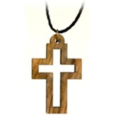 Latin Cut-Out Cross Necklace Olive Wood From The Holy Land