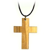 Solid Latin Cross Necklace Olive Wood From The Holy Land